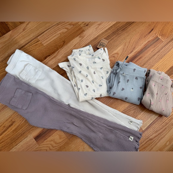 Easy Peasy Other - Easy peasy organic girls 5T legging and top Set flowers Print purple blue ivory